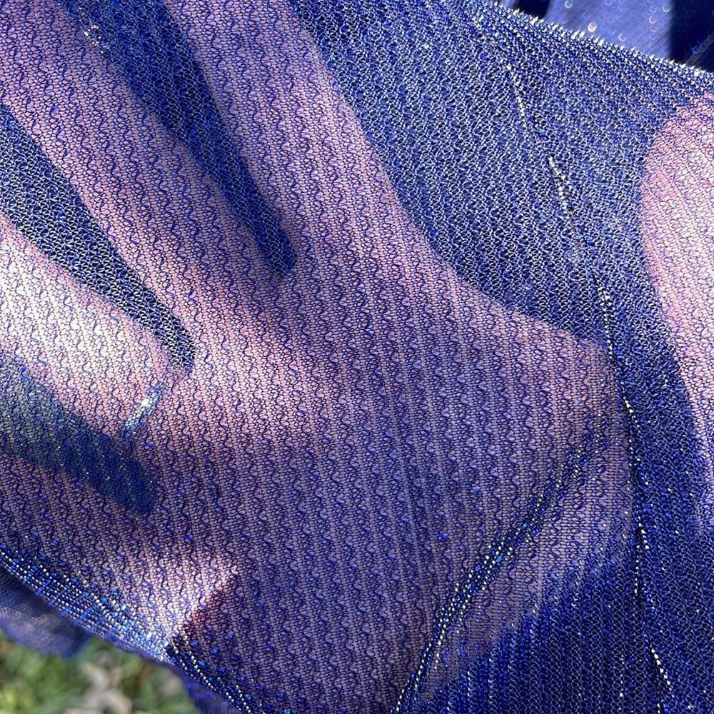 Scott McClintock Navy Long Metallic Evening Gown 8 - Picture 13 of 14